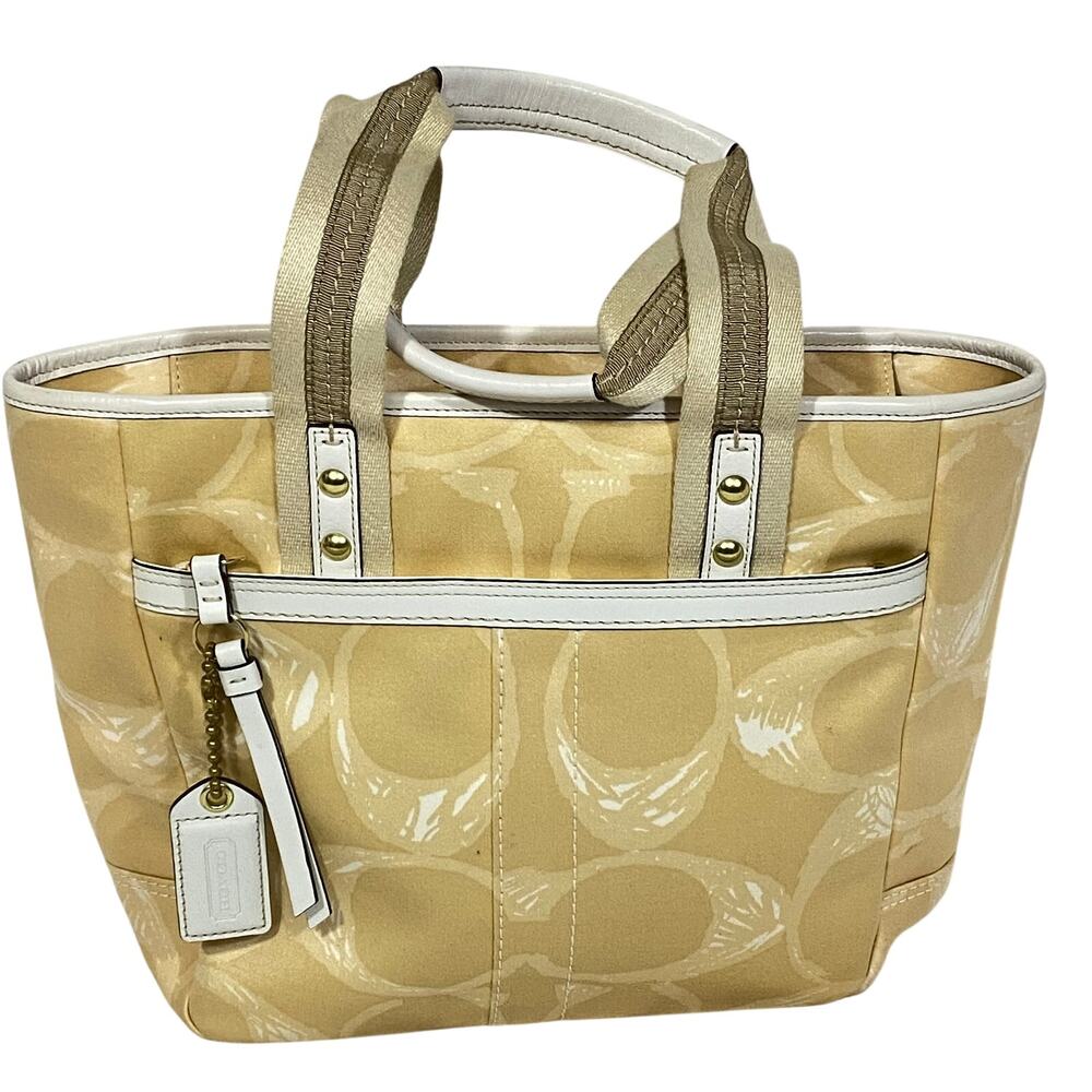 Coach Hampton Scribble Tote Shoulder Bag Handbag F10805 Yellow